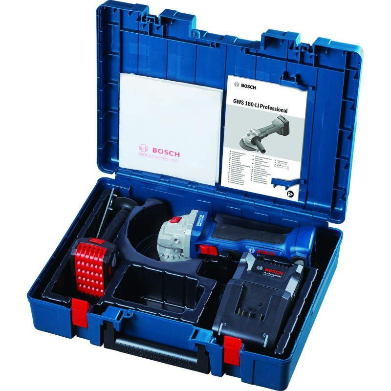 Угловая шлифмашина (болгарка) аккумуляторная Bosch GWS 180-Li 0.601.9H9.0R1, 125 мм, 18 В, плавный пуск, в кейсе в Угличе