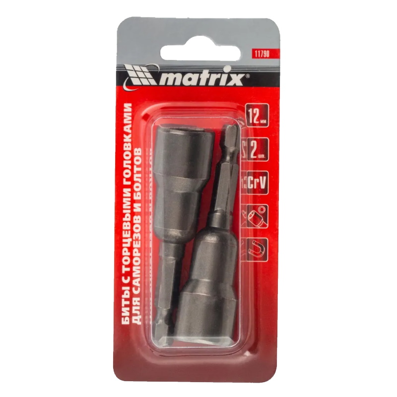 Биты с торцевыми головками Matrix 11790, 12x65 мм, 2 шт. в Угличе