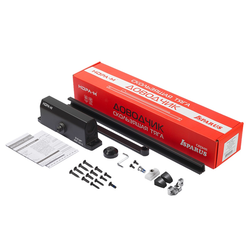 Доводчик дверной Нора-М ISPARUS 450 Slider 19307, от 110 до 150 кг, черный, со скользящей тягой во Владимире
