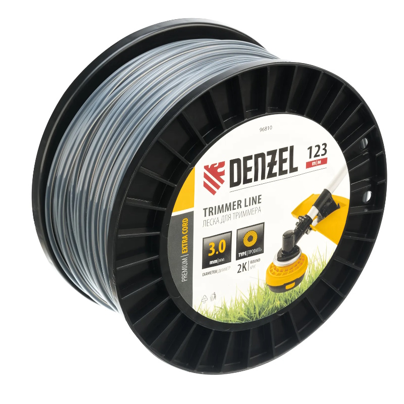 Леска для триммера Denzel  EXTRA CORD, 96810, двухкомпонентная, круглая, 3,0мм х 123м, на DIN катушке в Туле