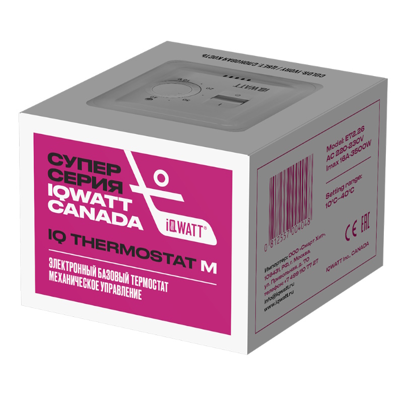 Терморегулятор с ручным управлением Iqwatt IQ THERMOSTAT M 00401 (белые) в Муроме