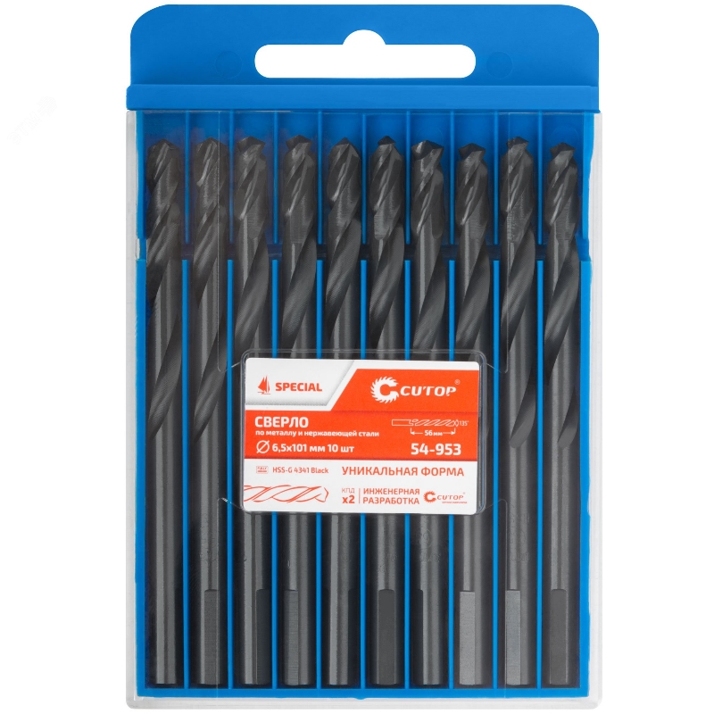 Сверло по металлу Cutop Special 54-953, HSS-G, 6,5 х 101/56 мм (10 шт) в Муроме
