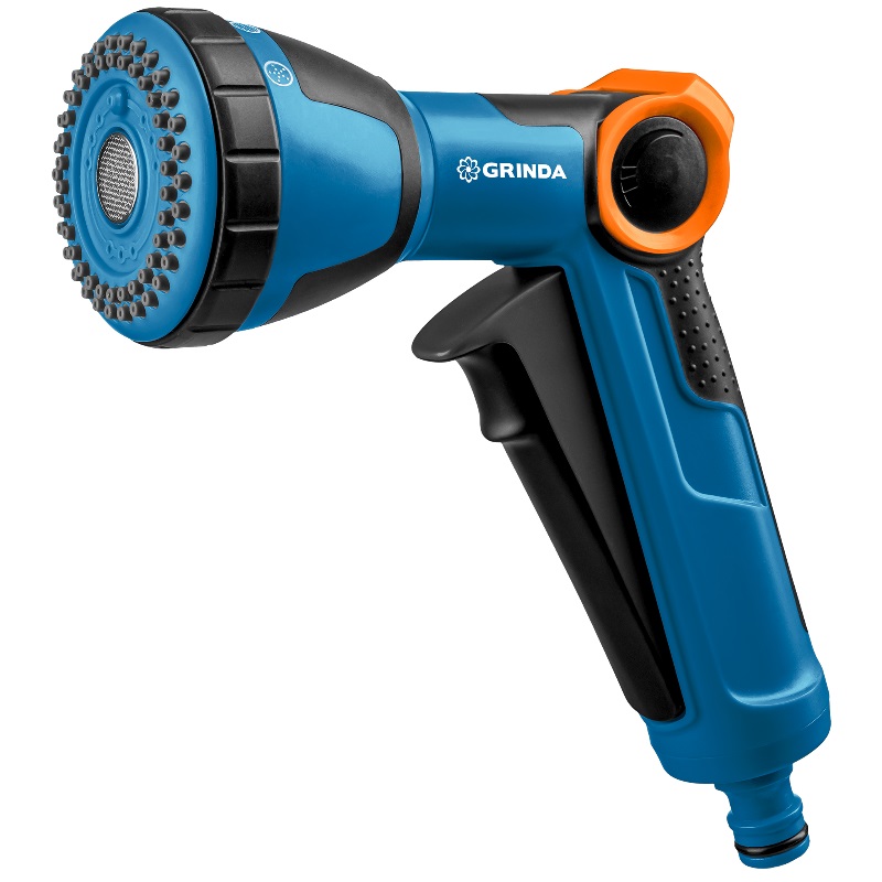 Поливочный пистолет Grinda PROLine X-S 429165, с регулятором напора, душевой, 4 режима, курок спереди, двухкомпонентный в Кинешме