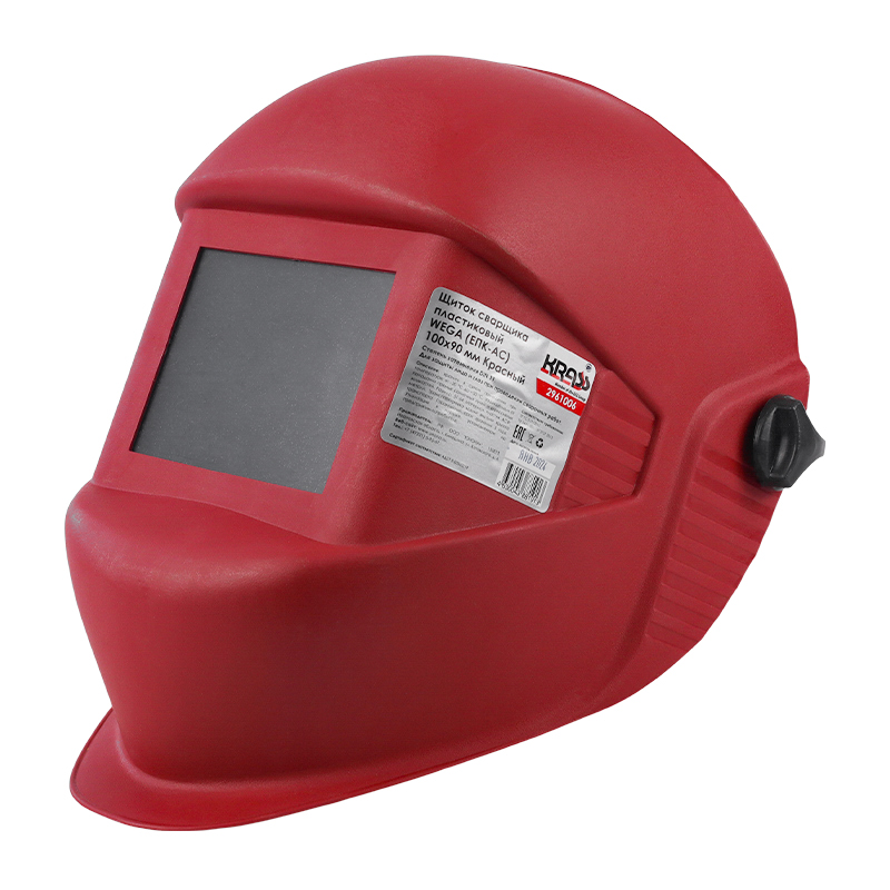 Щиток сварщика Krass Wega ЕПК-АС 2961006 пластиковый 110х90 мм красный 374₽