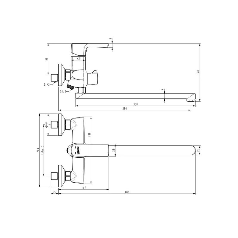 Смеситель универсальный Lemark Ursus LM7251BL с плоским изливом в Череповце