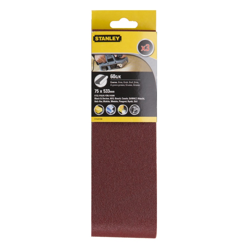 Шлифовальная лента Stanley STA33186-XJ (75x533 мм, 60G, 3 шт.) в Угличе