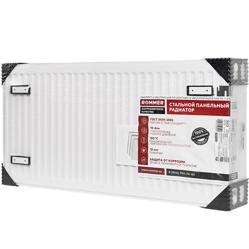 Радиатор Rommer Compact RRS-2010-335110, 33/500/1100, стальной, панельный, боковое подключение в Муроме