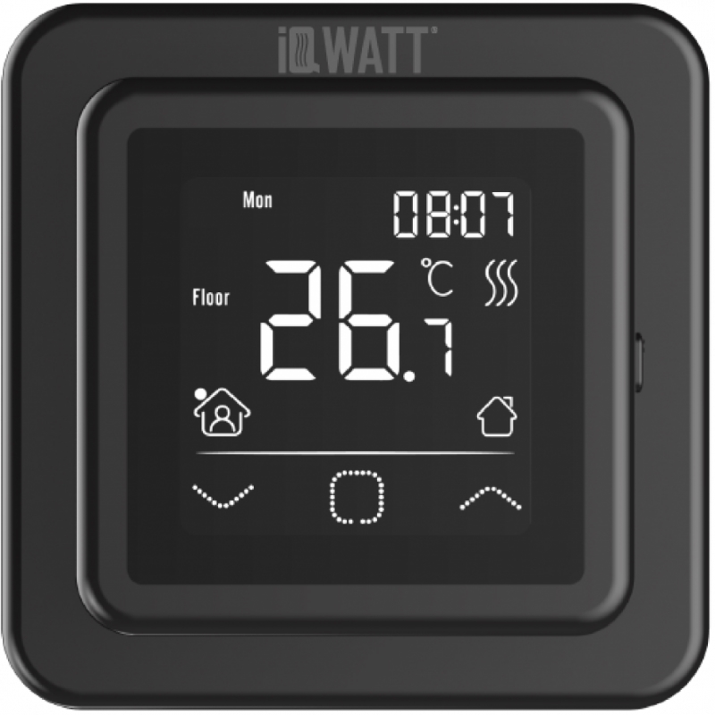 Терморегулятор программируемый с сенсорным Iqwatt IQ THERMOSTAT SMART HEAT 00409 черный 8273₽