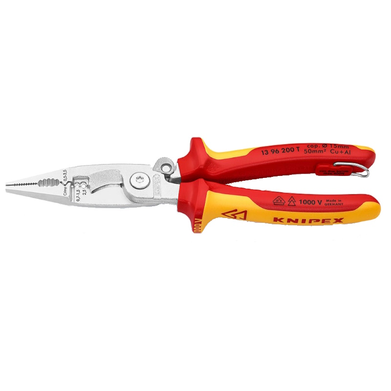 Клещи электромонтажные Knipex KN-1396200T, VDE, 6-в-1, зачистка 0.75 – 1.5 / 2.5 мм², рез Ø 15 мм / 50 мм², 200 мм  в Вологде