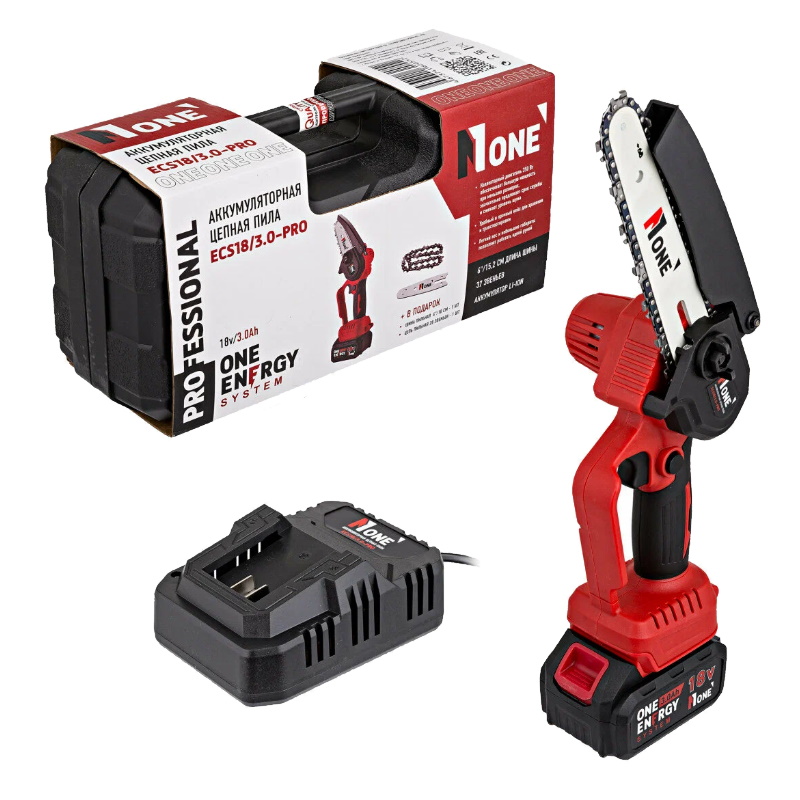 Аккумуляторная цепная пила Number one ECS18/3.0-PRO (18V,1акк,3,0Ач,З/У,), кейс в Переславле