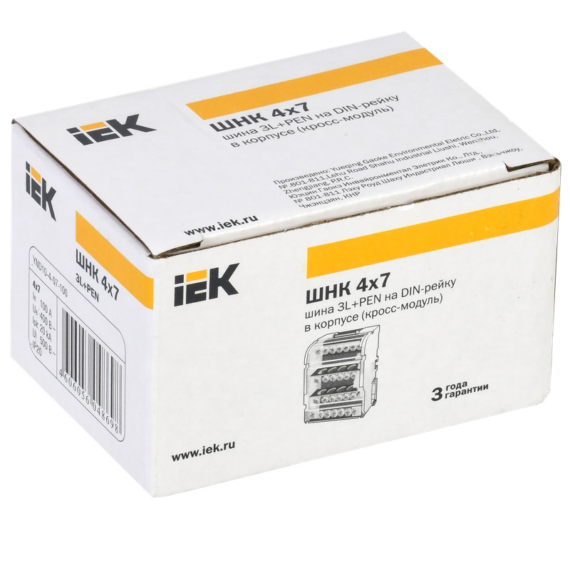 Шины на DIN-рейку (кросс-модуль) IEK ШНК 4х7 YND10-4-07-100, 3L+PEN в Кинешме