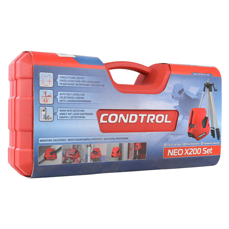Лазерный уровень Condtrol NEO X200 set 1-2-123 (2 линии, расходные материалы, резьба для крепления 1/4" + 5/8")