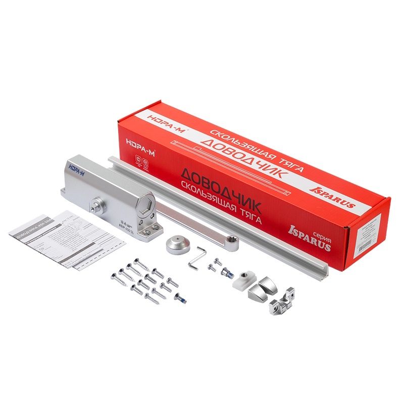 Доводчик дверной Нора-М ISPARUS 450 Slider 19305, от 110 до 150 кг, серебряный, со скользящей тягой