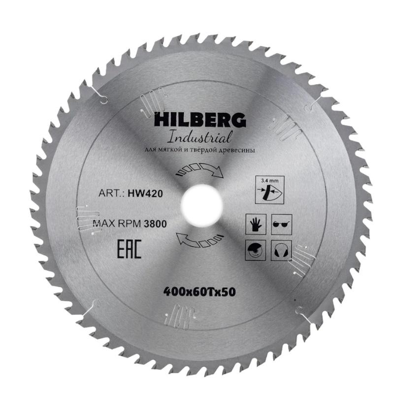 Диск пильный Hilberg Industrial HW420, дерево, 400*50*60Т в Муроме