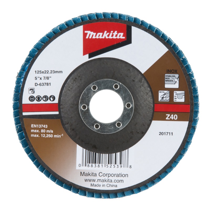 Лепестковый диск Makita D-63781 125x22.23 мм, Z40, стекловолокно, угловой в Угличе