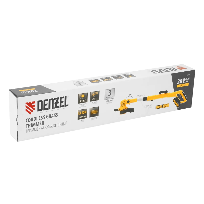 Триммер аккумуляторный Denzel GT-230 58701, 230 мм, Li-Ion, 20 В в Иваново