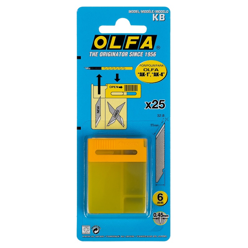Лезвие для канцелярского ножа AK-1 Olfa OL-KB (перовое, в упаковке 25 шт) в Иваново
