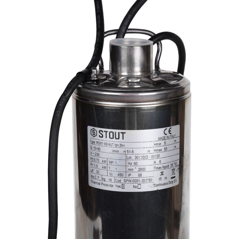 Насос колодезный с поплавком Stout SPW-0001-200750 Q=90 л/мин H=45 м в Рыбинске