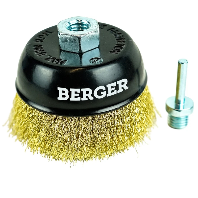 Кордщётка чашеобразная Berger BG1741 латун сталь 03 мм диаметр 100 мм гайка М14 6 мм 853₽