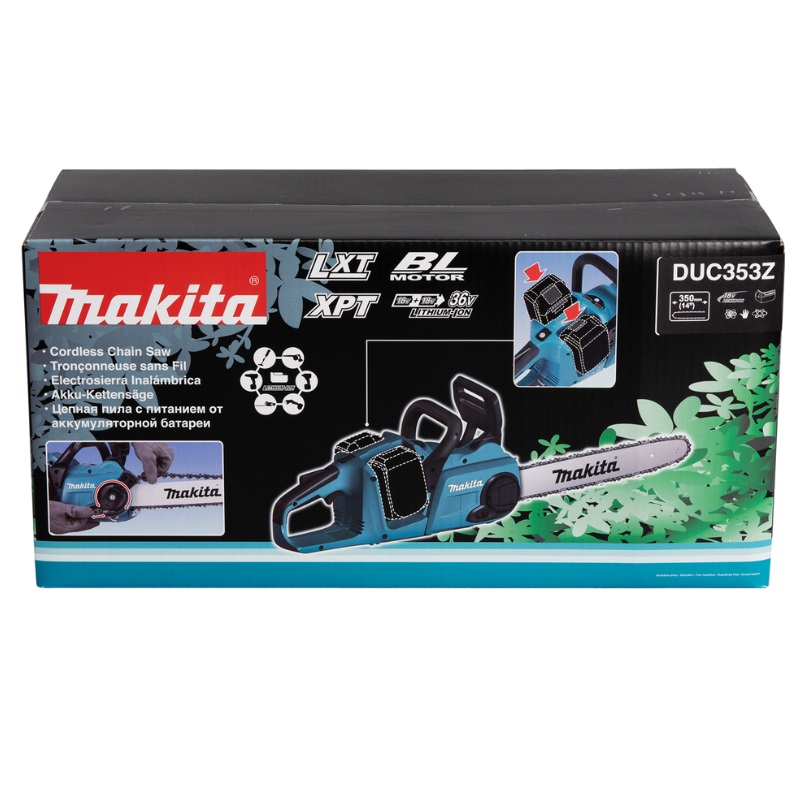 Пила цепная аккумуляторная 36 В Makita DUC353Z (без АКБ и ЗУ) + Makita 191L75-3 Набор (ЗУ DC18RD + Аккумуляторы BL1850B - 2 шт.) в Твери