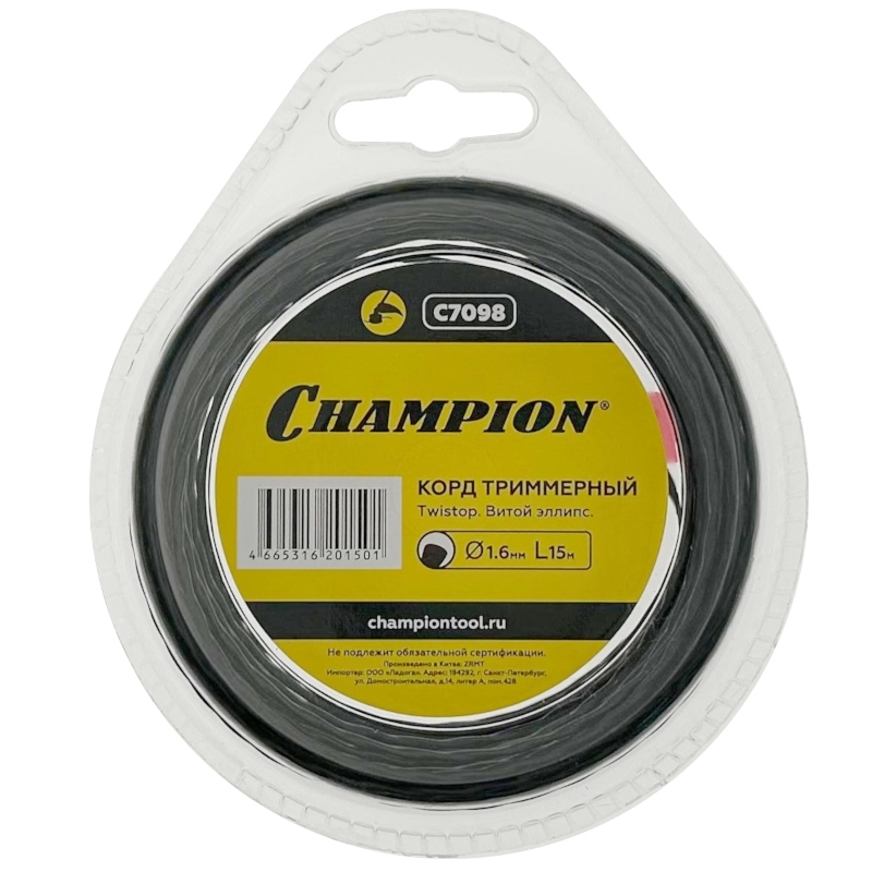Корд триммерный Champion Ellipse Twist C7098 16мм15м витой эллипс 98₽