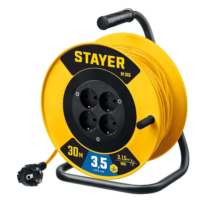 Силовой удлинитель на катушке Stayer M-315 55078-30 ПВС 3 x 15 мм2 30 м 3500 Вт 3249₽