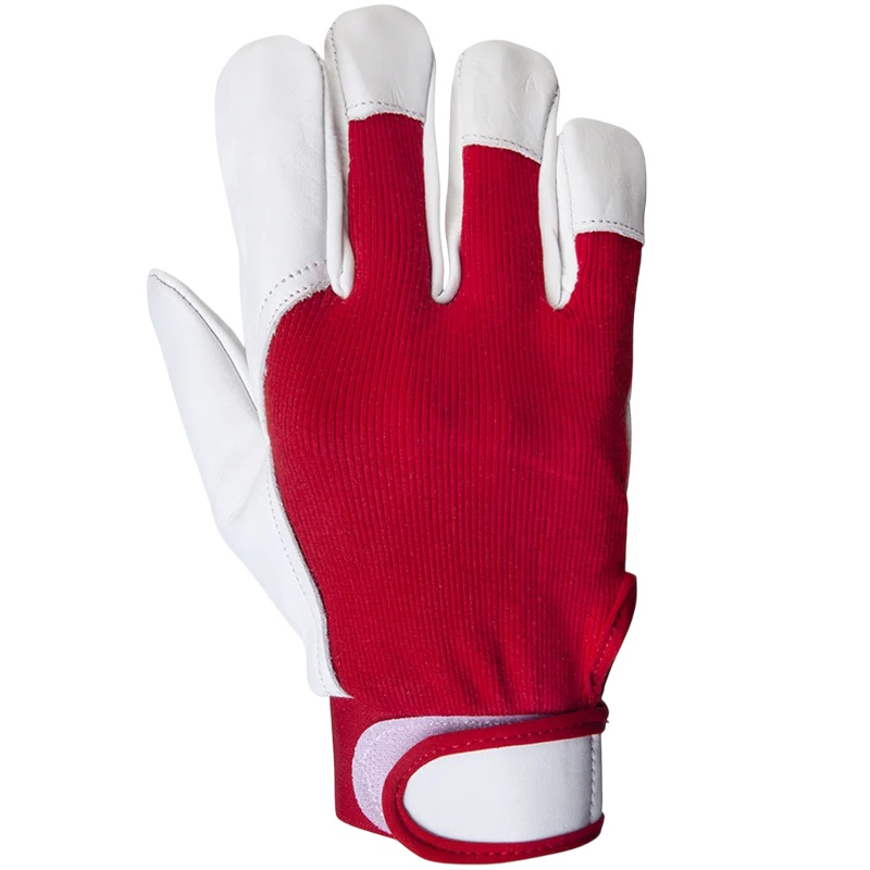 Перчатки кожаные Jeta Safety Mechanic JLE301-9/L, цвет красный/белый, манжета велкро, р.9/L