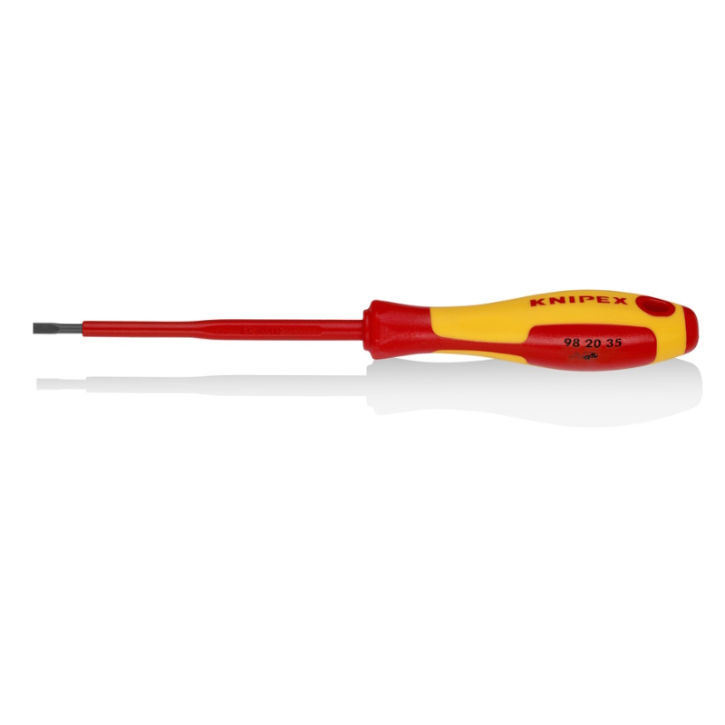 Отвёртка Knipex KN-982035, VDE шлицевая плоская SL 3.5x0.6x100 мм, длина 202 мм, диэлектрическая в Рыбинске