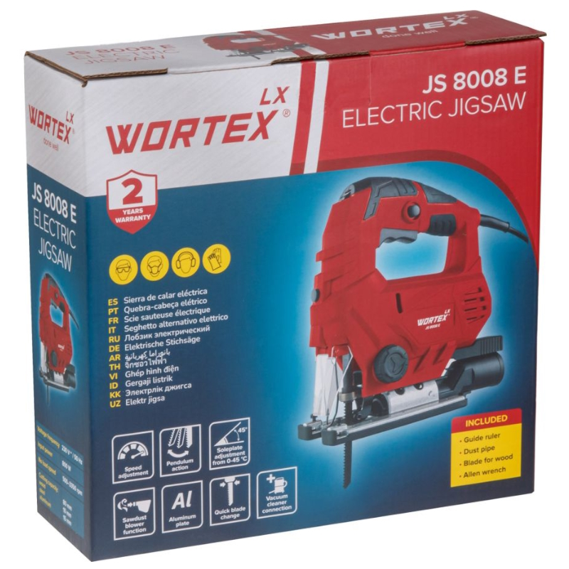 Лобзик электрический Wortex LX JS 8008 E 1334589, в коробке 800 Вт, 500-3350 ход/мин, пропил до 80 мм в Иваново