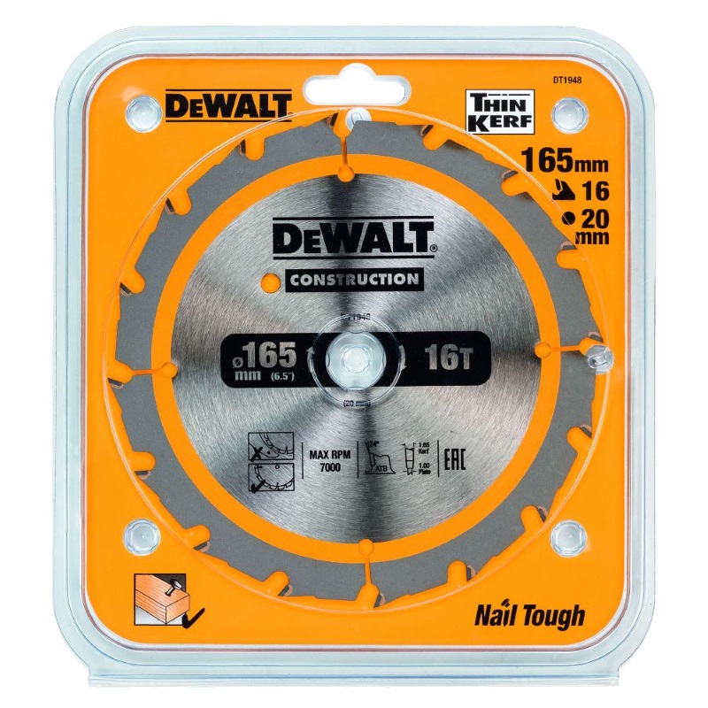 Пильный диск по ДВП DeWalt CONSTRUCT DT1948-QZ (диаметры 165/20 мм, ширина пропила 1,86 мм) в Муроме