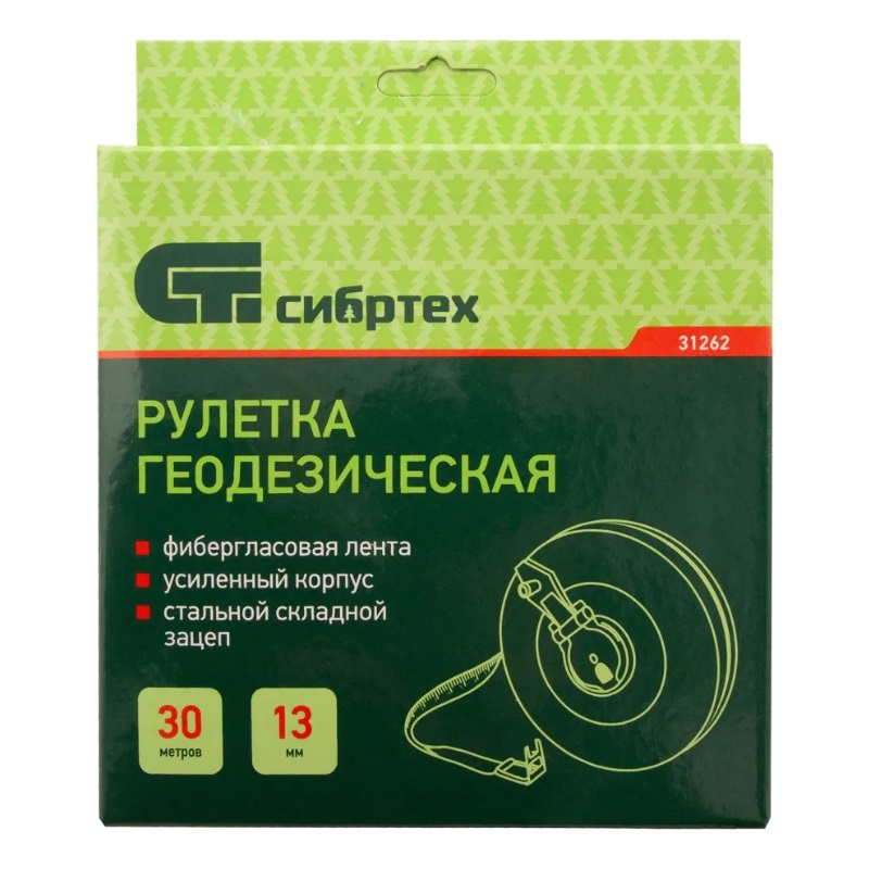 Рулетка геодезическая Сибртех 31262 (30 м х 13 мм)