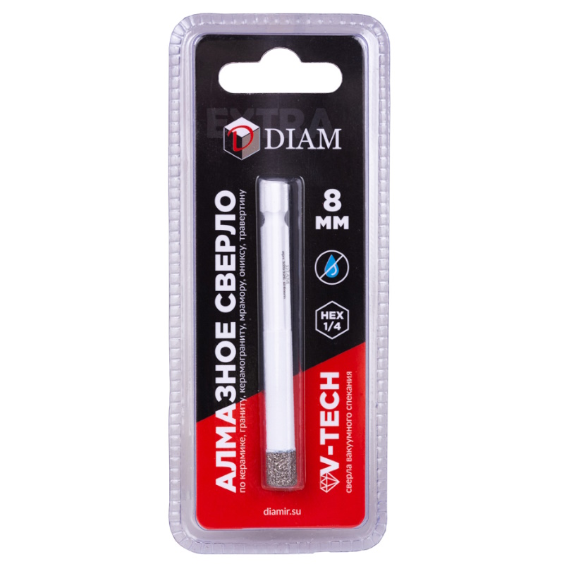 Сверло алмазное Diam Extra Line 320326, 8x35x1/4, HEX-E, V-TECH (вакуумное спекание) в Коврове