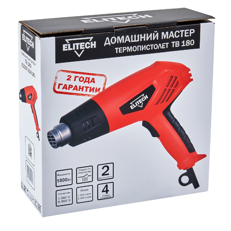 Термопистолет Elitech ДМ ТВ 180 E2207.004.00 202425, 1800Вт, 250\500л\м в Иваново