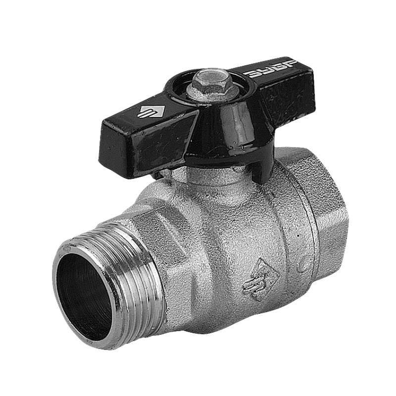 Кран шаровой Зубр 4-51324-C-3/4 полнопроходной "мама-папа", бабочка, хромиров латунь, 3/4" 