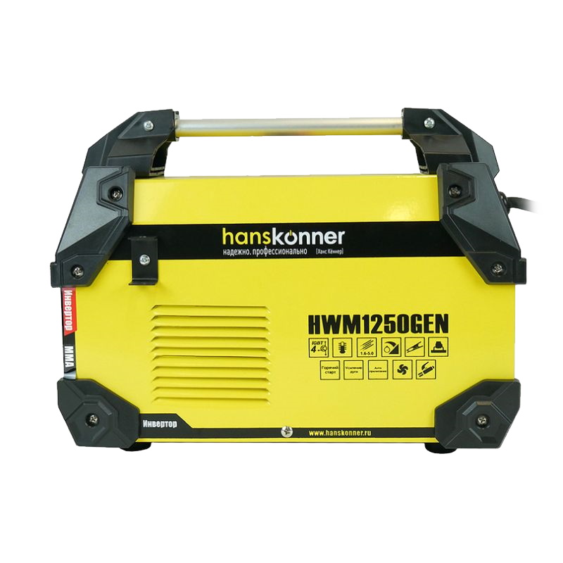 Сварочный инвертор Hanskonner HWM1250GEN (20-250А, ПВ-80%, напряжение 160-250В, работа от генератора)