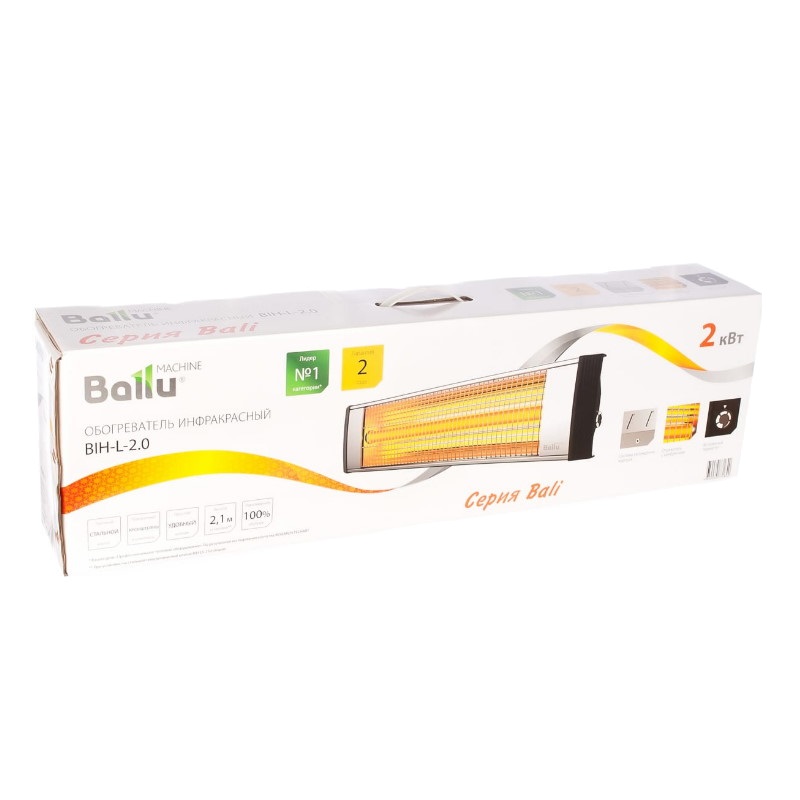 Инфракрасный обогреватель Ballu BIH-L-2.0 (настенный, 2000 Вт, 25 м², с терморегулятором) в Ярославле
