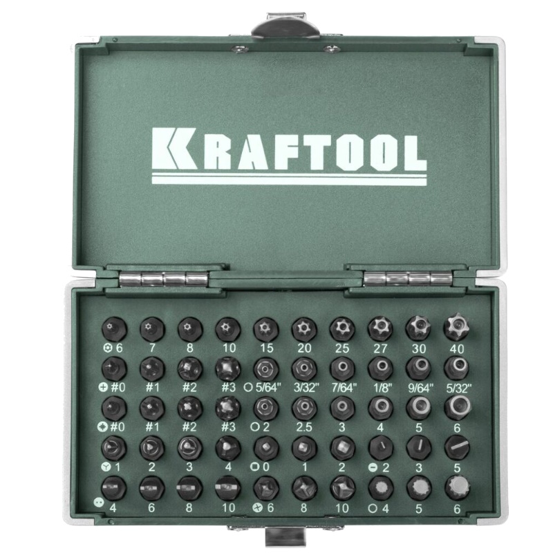 Набор бит Kraftool "X-Drive" 26065-H50, кованых, торсионных, Cr-Mo, система насечек "NSS", 50 предметов, в боксе  в Ярославле
