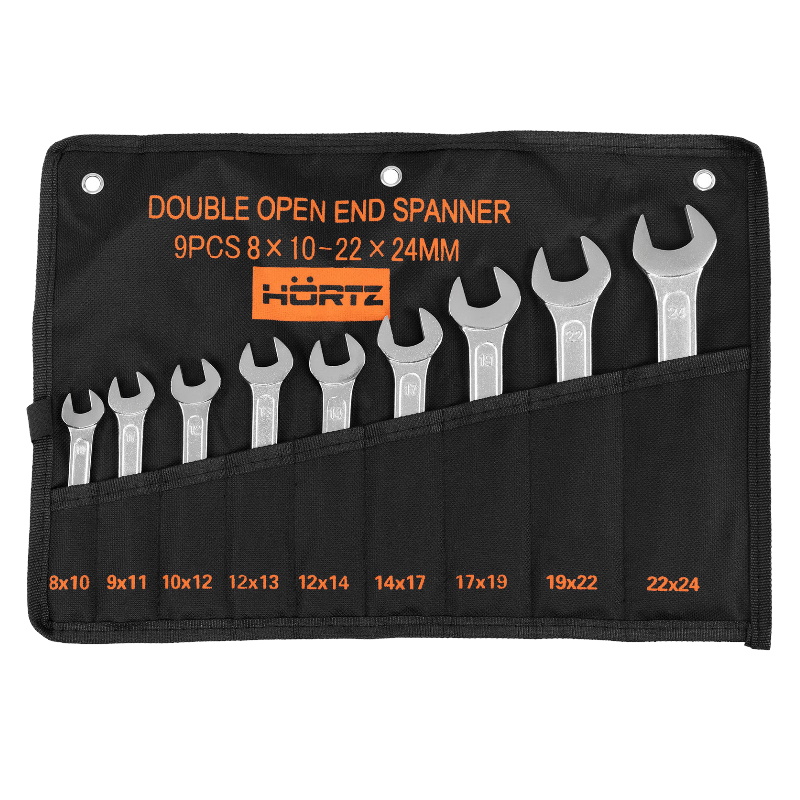 Набор ключей гаечных рожковых двусторонних Hortz 102552 9 шт 8-24 хромирование 1771₽
