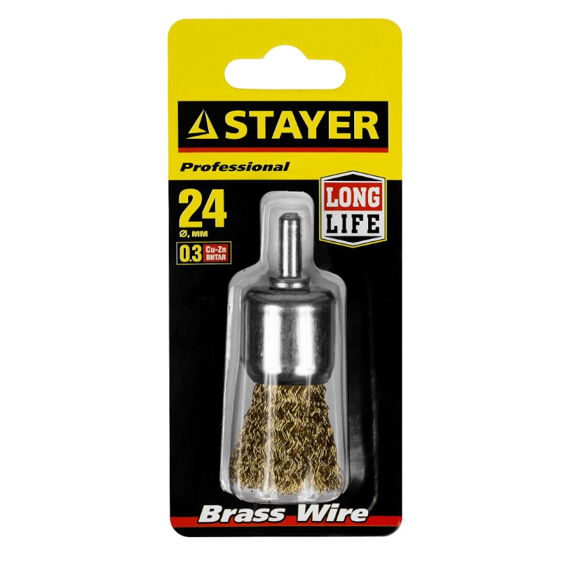 Щетка кистевая для дрели, витая стальная проволока Stayer "PROFESSIONAL" 35113-24 0,3мм, 24мм  в Угличе