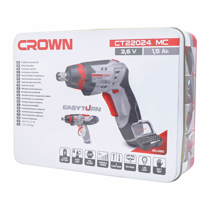 Аккумуляторная отвертка Crown CT22024 MC (li-ion, 3.6v, 1.5Ач, 3.5нм)