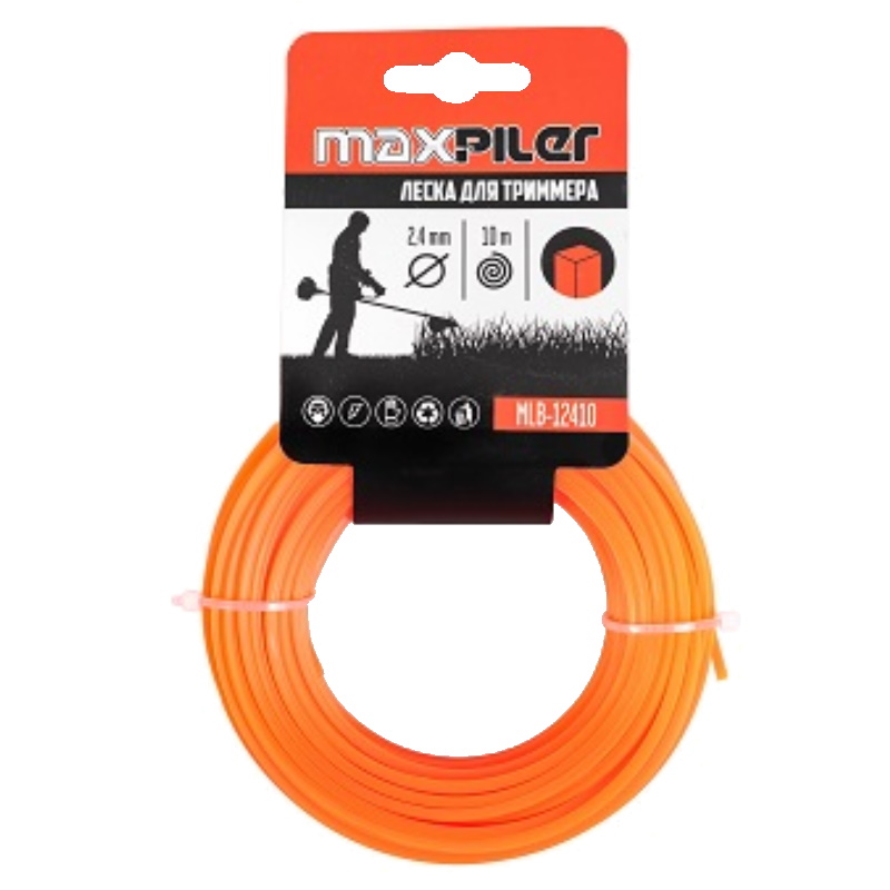 Леска для триммера Maxpiler MLB-12410, 2.4 мм*10 м, квадрат, картон в Рыбинске