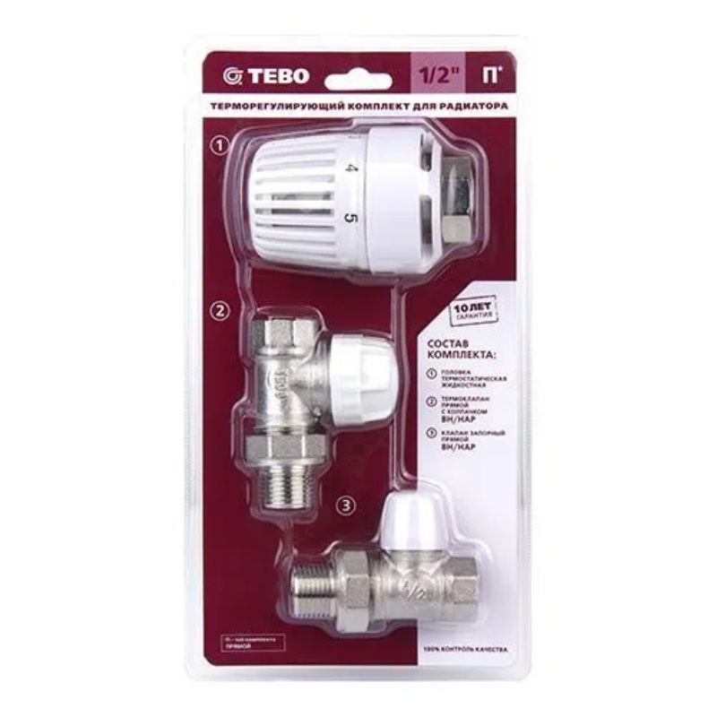 Комплект 1 Tebo T-TA70012кCN 12 термоклапан прямой с колпачком вннар 12 клапан запорный прямой вннар 12 термостатическая головка 1442₽