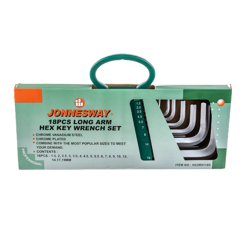 Набор ключей торцевых шестигранных удлиненных Jonnesway H02MH118S, 1,5-19мм, 18 предметов в Ярославле