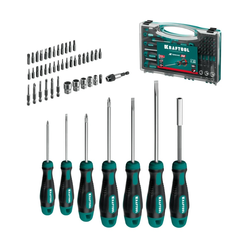 Набор отверток и насадок Kraftool X-Drive-50 25815, 50 шт. в Кинешме