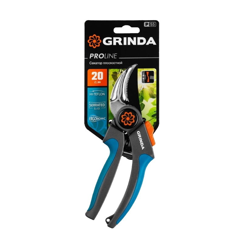 Плоскостной секатор Grinda P-55 423455, 205 мм, с двухкомпонентными рукоятками, PROLine в Туле