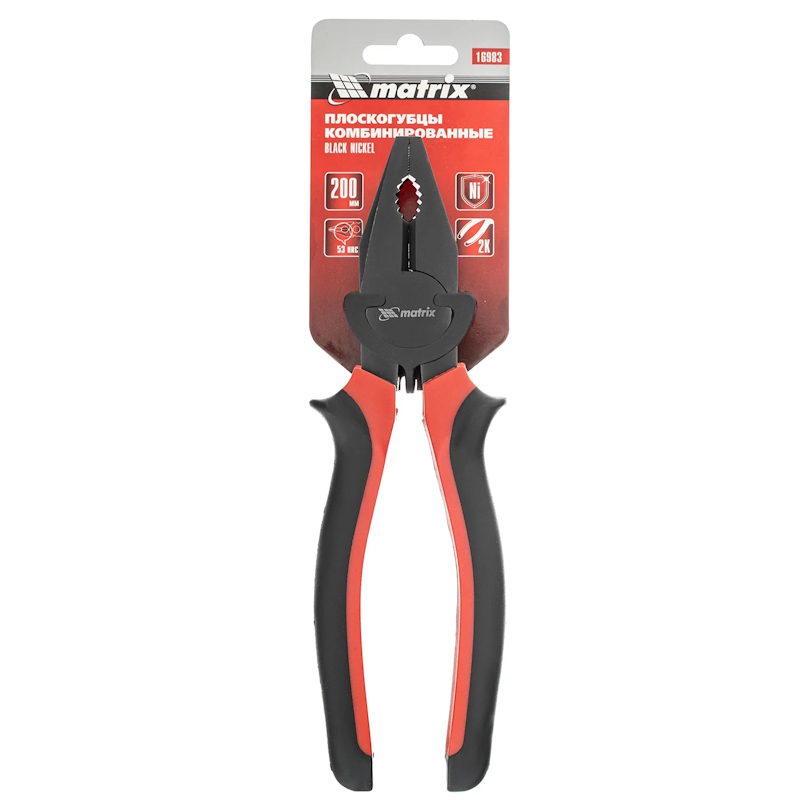 Плоскогубцы Matrix Black Nickel 16983, 200 мм, комбинированные, двухкомпонентные рукоятки в Иваново