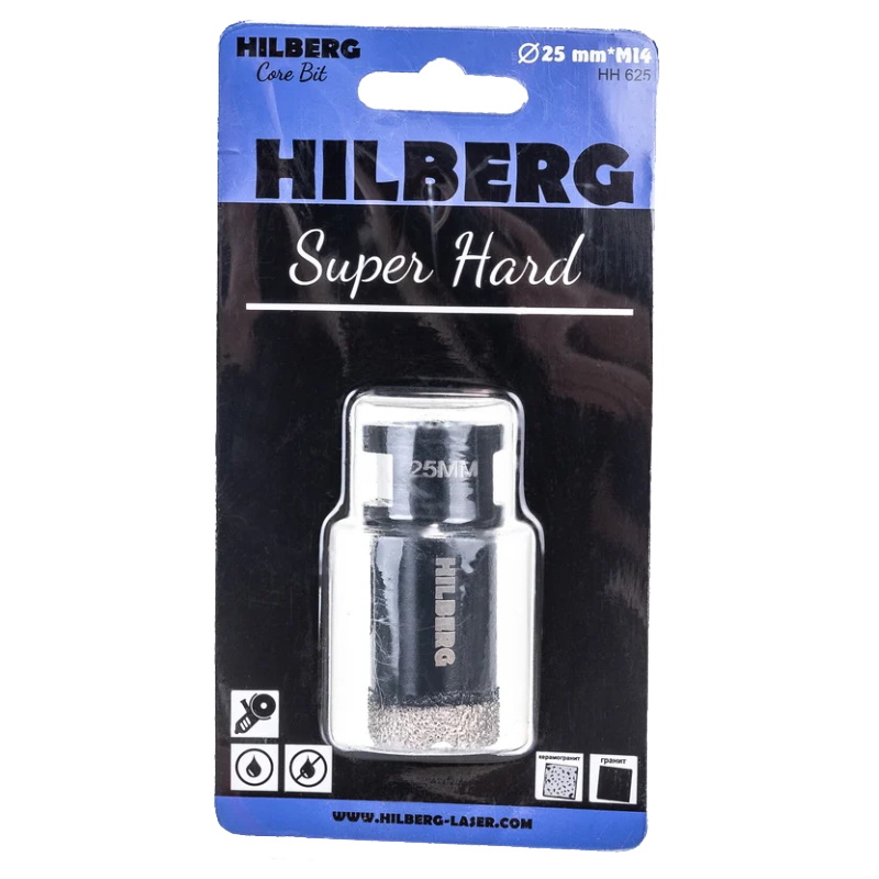 Коронка алмазная Hilberg HH625, 25 мм, Super Hard, M14  в Кинешме