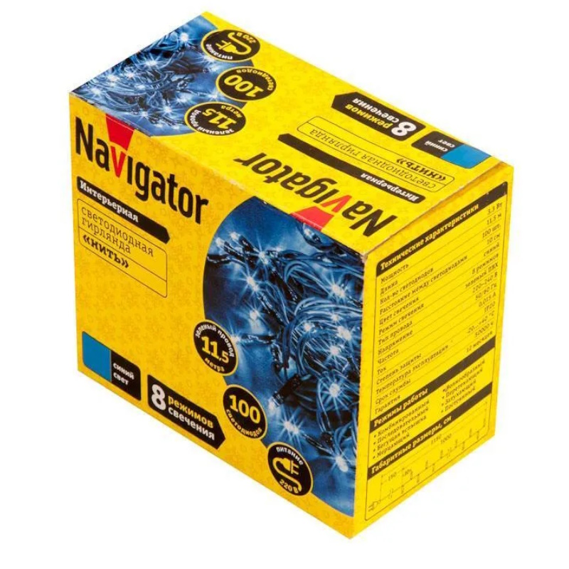 Гирлянда светодиодная Navigator NGF-S01-100B-10-11.5m-230-C8-G-IP20 14023 1241499 в Рыбинске