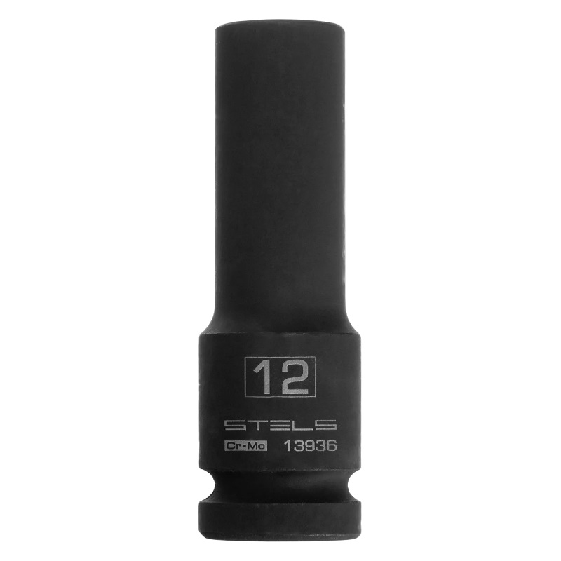 Головка ударная удлиненная шестигранная Stels 13936, 12 мм, 1/2", CrMo в Твери