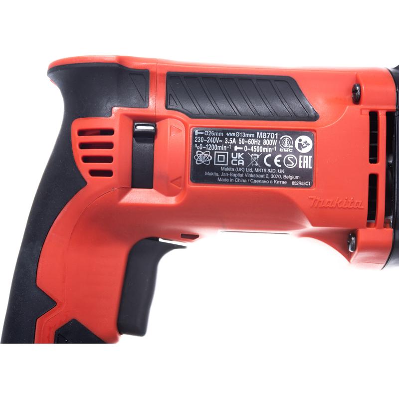 Перфоратор Makita M8701,SDS+, 800Вт, 3реж, 2.5Дж, 0-4500ум,0-1,200 обмин,чем